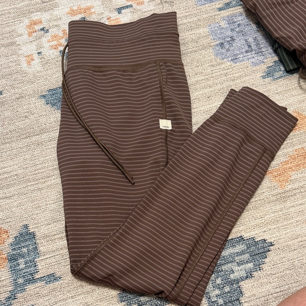 Vuori Brown Thin-Striped Leggings